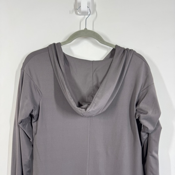 Sarah Pacini Gray Long Sleeve Hooded Minimalist Lagenlook Tunic Dress - Picture 6 of 12